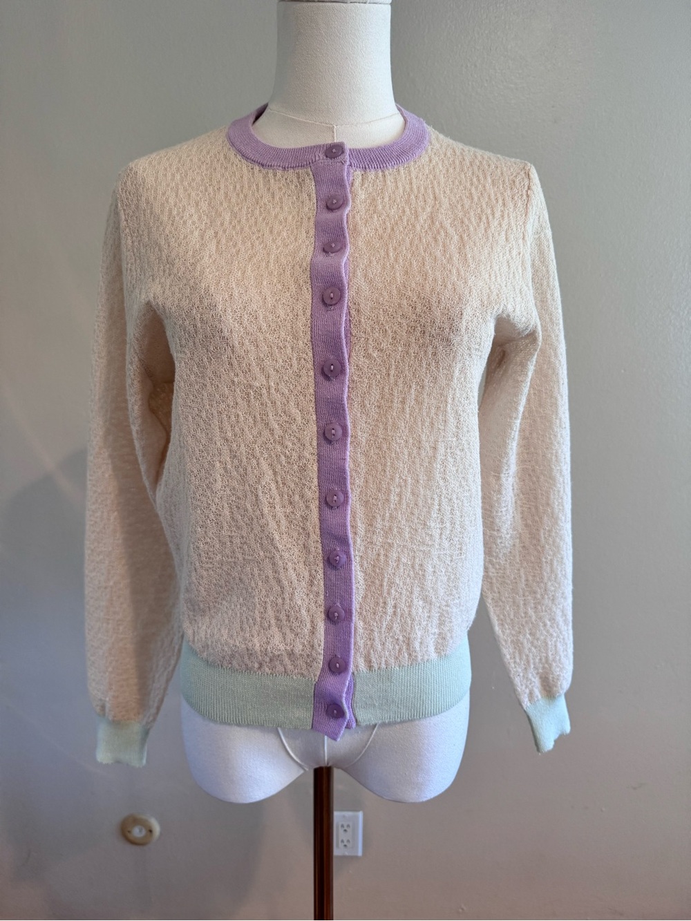 Zara Pastel Colorblock Open Knit Cardigan Size Small